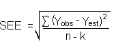 formula for the standard error of estimate